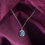 CLARA 925 Sterling Silver Azul Pendant Chain Necklace Rhodium Plated, Swiss Zirconia Gift for Women and Girls
