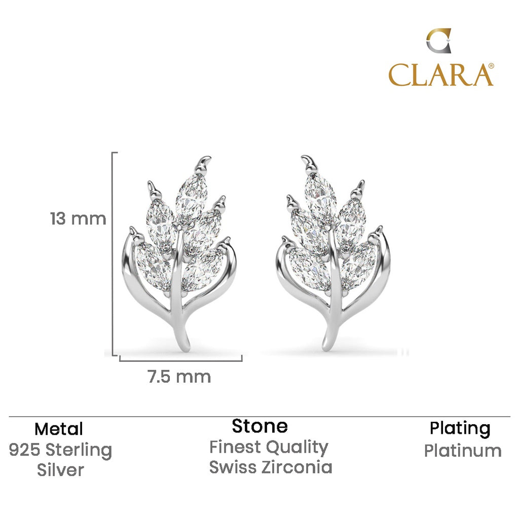 Silver Esma Leaf Stud Earrings