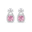 Silver Nera Pink Cushion Solitaire Dangle Drop Earrings