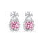 Silver Nera Pink Cushion Solitaire Dangle Drop Earrings