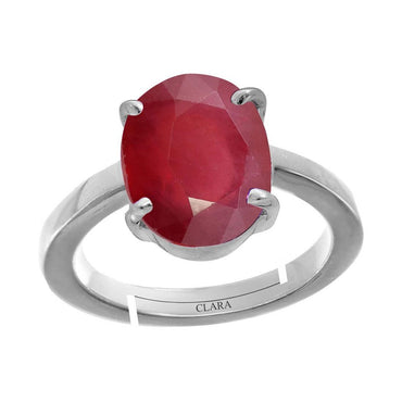 Certified Ruby Manik 4.8cts or 5.25ratti 92.5 Sterling Silver Adjustable Ring
