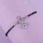 CLARA 925 Sterling Silver Evil Eye Flower Hand Mangalsutra Bracelet Black Beads, Rhodium Plated Gift for Wife