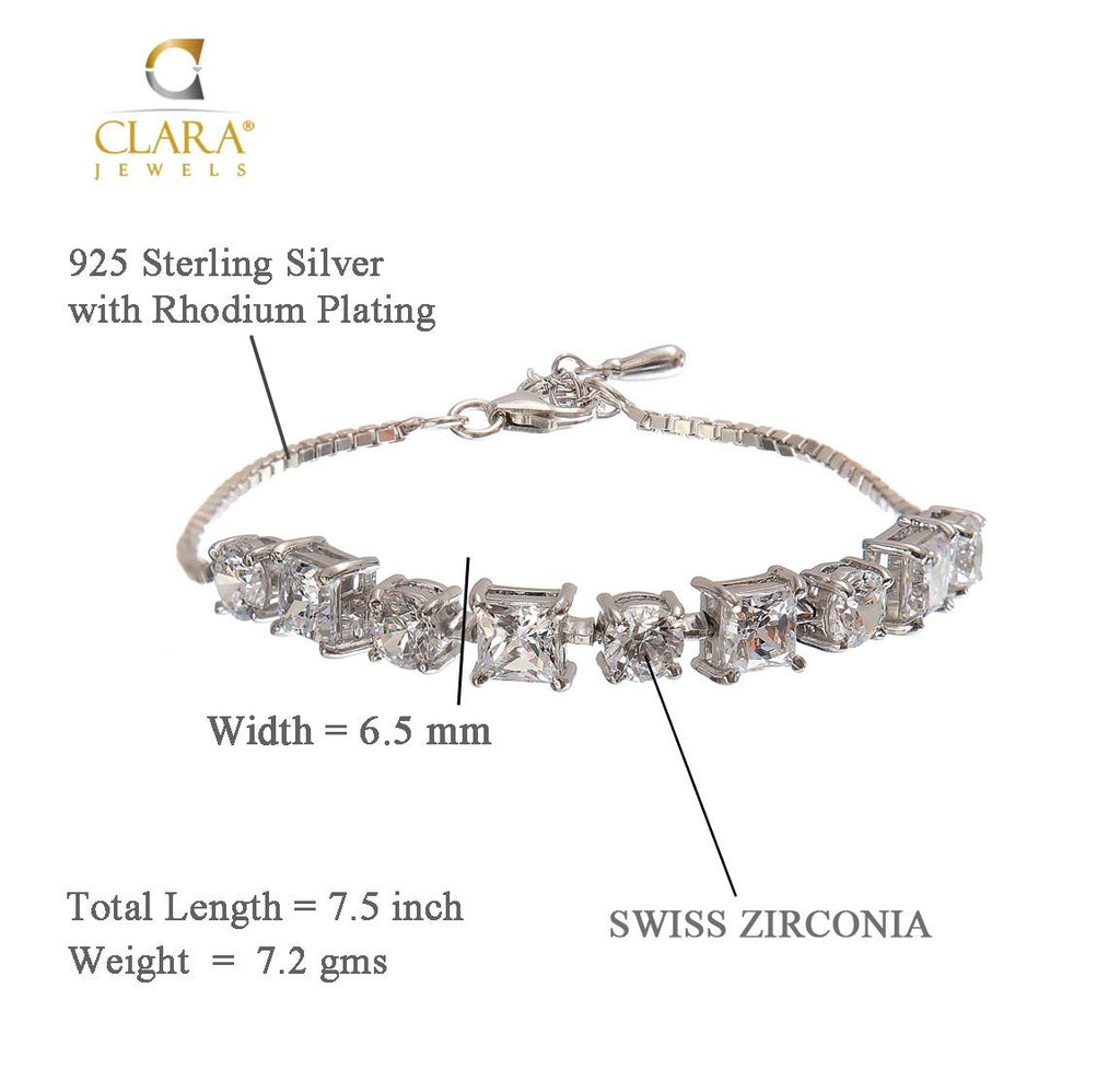 CLARA Made with Swiss Zirconia 925 Sterling Silver Enzo Solitaire Bracelet Gift for Women and Girls