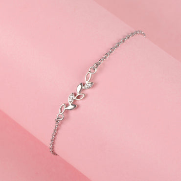 CLARA 925 Sterling Silver Leaf Bracelet