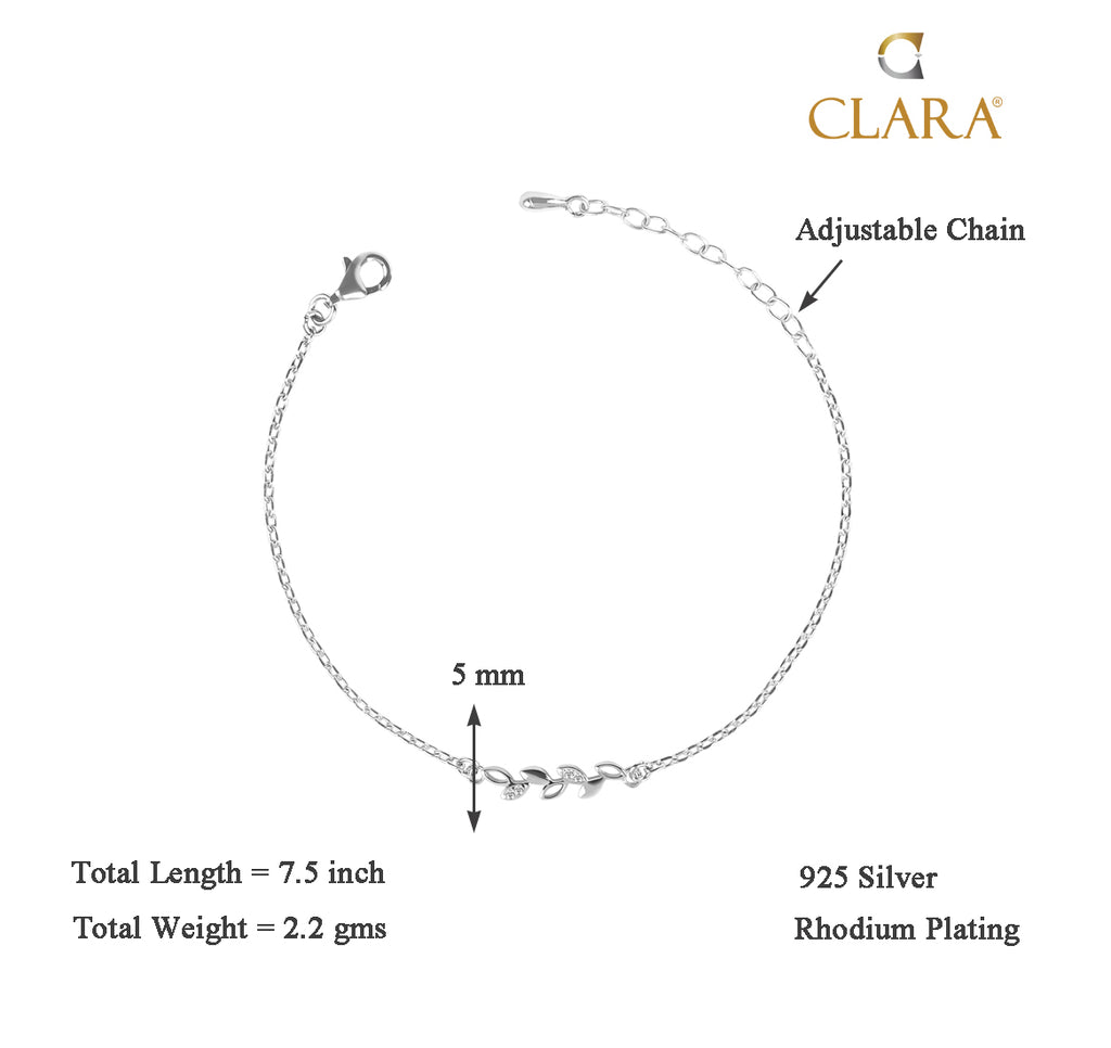CLARA 925 Sterling Silver Leaf Bracelet