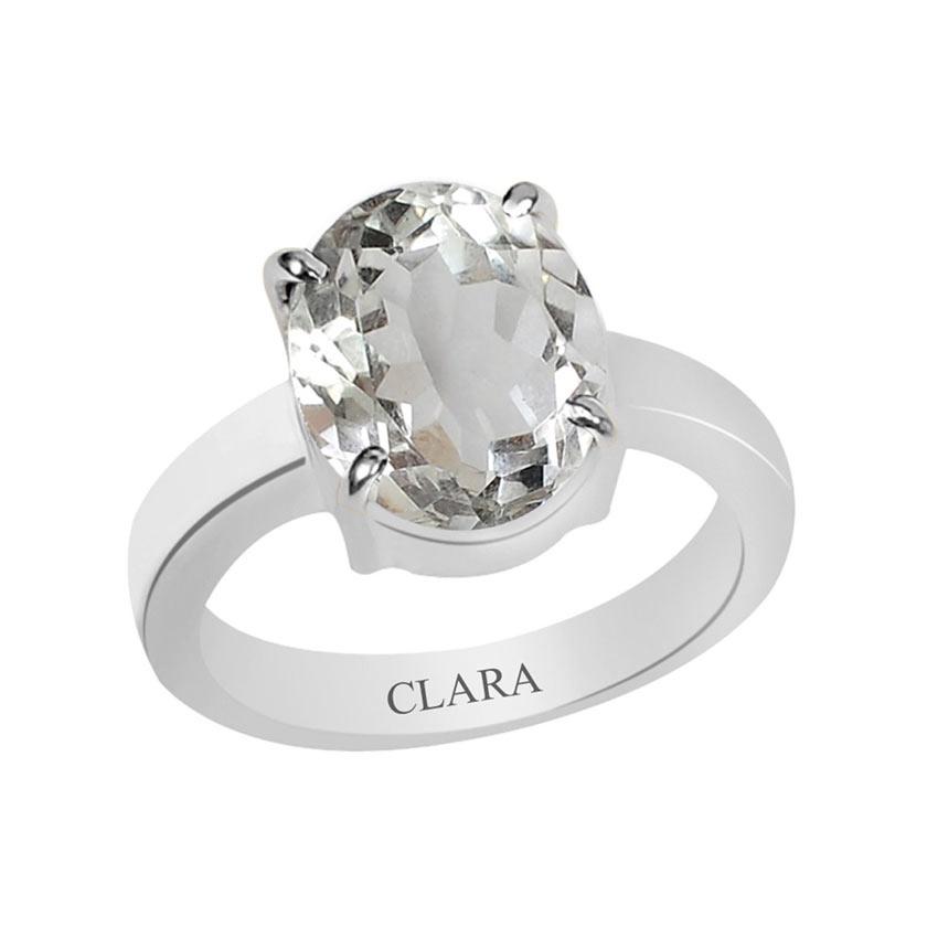 Certified Crystal Isphetic Prongs Silver Ring 3.9cts or 4.25ratti