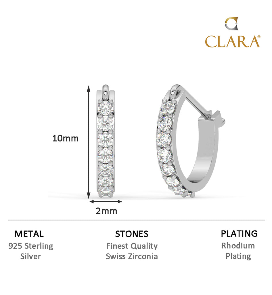 CLARA 925 Sterling Silver Classic Hoop and Huggies Bali Earrings 