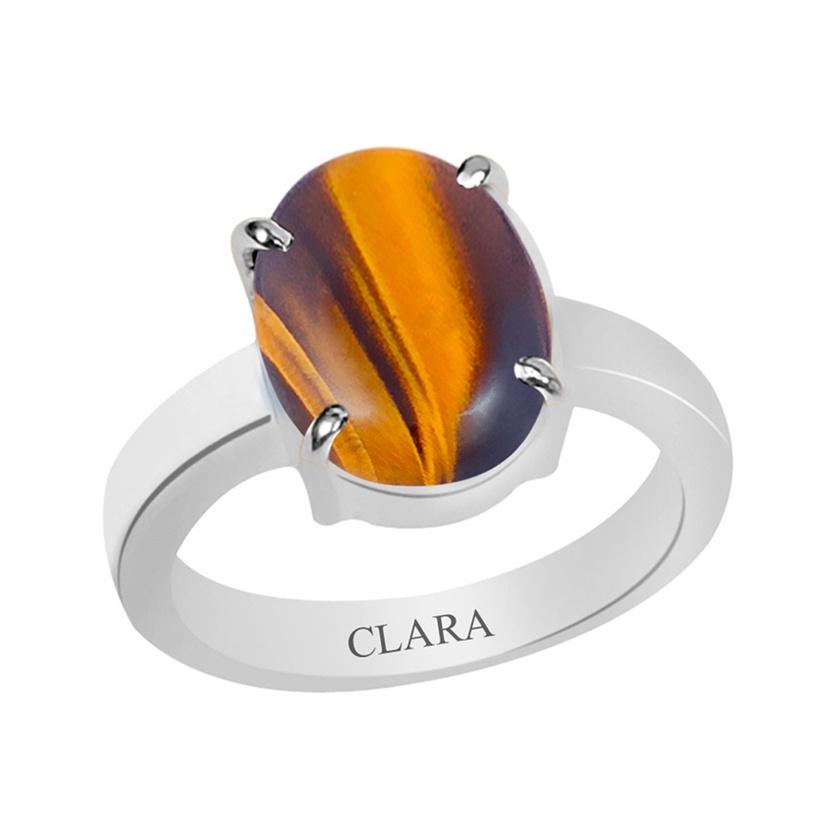 Certified Tiger Eye Prongs Silver Ring 5.5cts or 6.25ratti