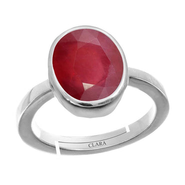 Certified Ruby Manik 8.3cts or 9.25ratti 92.5 Sterling Silver Adjustable Ring
