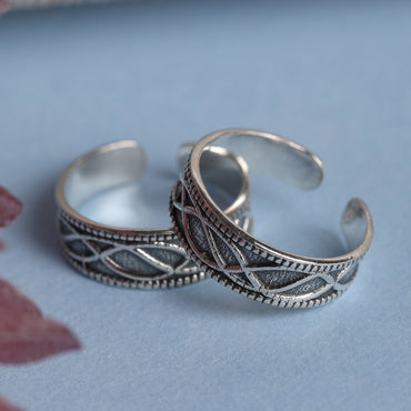 CLARA 925 Sterling Silver Irka Toe Rings Pair 