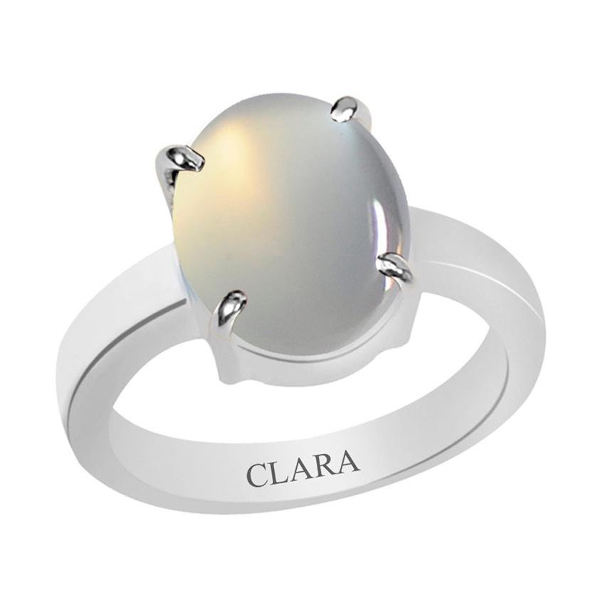 Certified Moonstone Prongs Silver Ring 3cts or 3.25ratti