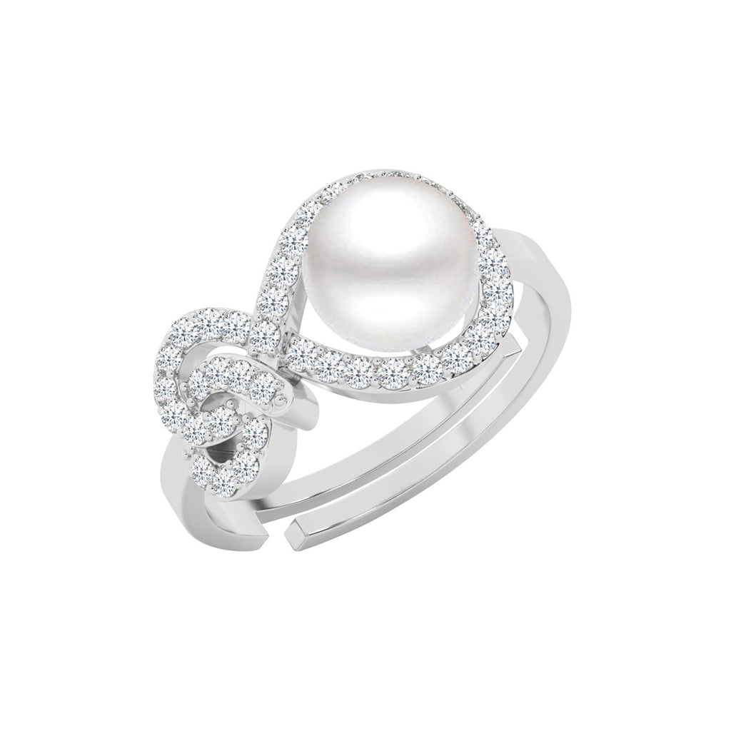 Silver Orsa Real Pearl Size Adjustable Ring