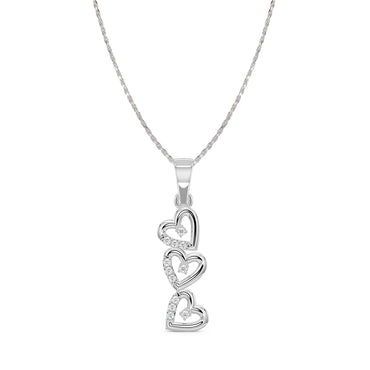 CLARA 925 Sterling Silver 3 Heart Pendant Chain Necklace 