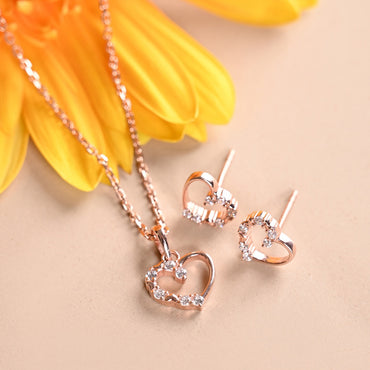 Silver Valentine Heart Jewellery Set 