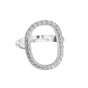 CLARA 925 Sterling Silver Unique Ring with Adjustable Band Rhodium Plated, Swiss Zirconia Gift for Women & Girls