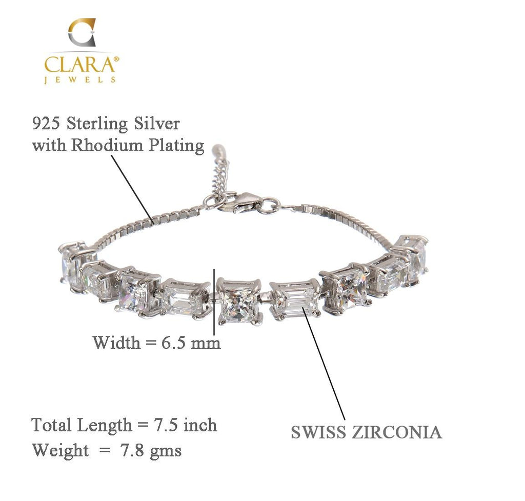 CLARA Made with Swiss Zirconia 925 Sterling Silver Capri Solitaire Bracelet Gift for Women and Girls