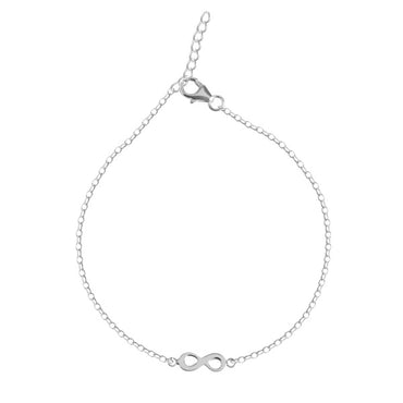 CLARA 925 Sterling Silver Infinity Anklet Payal ( Single ) Adjustable Chain Gift for Women and Girls