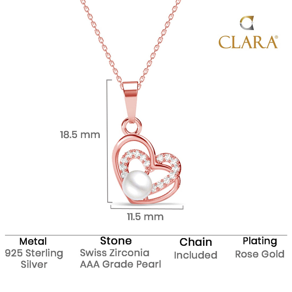 Silver Adah Freshwater Pearl Heart Pendant Chain