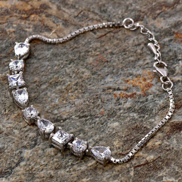 CLARA Made with Swiss Zirconia 925 Sterling Silver Rico Solitaire Bracelet Gift for Women and Girls