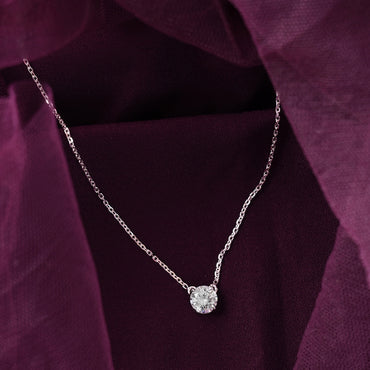 Silver Gia Classic Solitaire Pendant Chain 