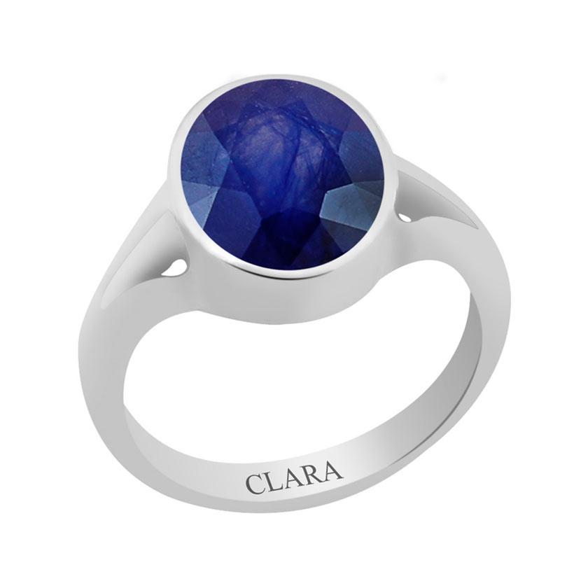 Certified Blue Sapphire Neelam Zoya Silver Ring 8.3cts or 9.25ratti