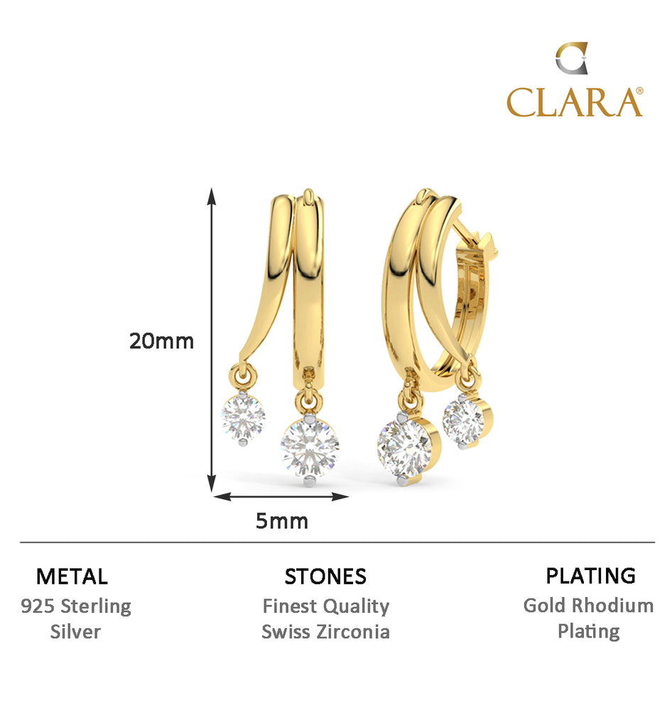 CLARA 925 Sterling Silver Drops Hoop Bali Earrings 