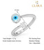 CLARA Pure 925 Sterling Silver Evil Eye Finger Ring with Adjustable Band 