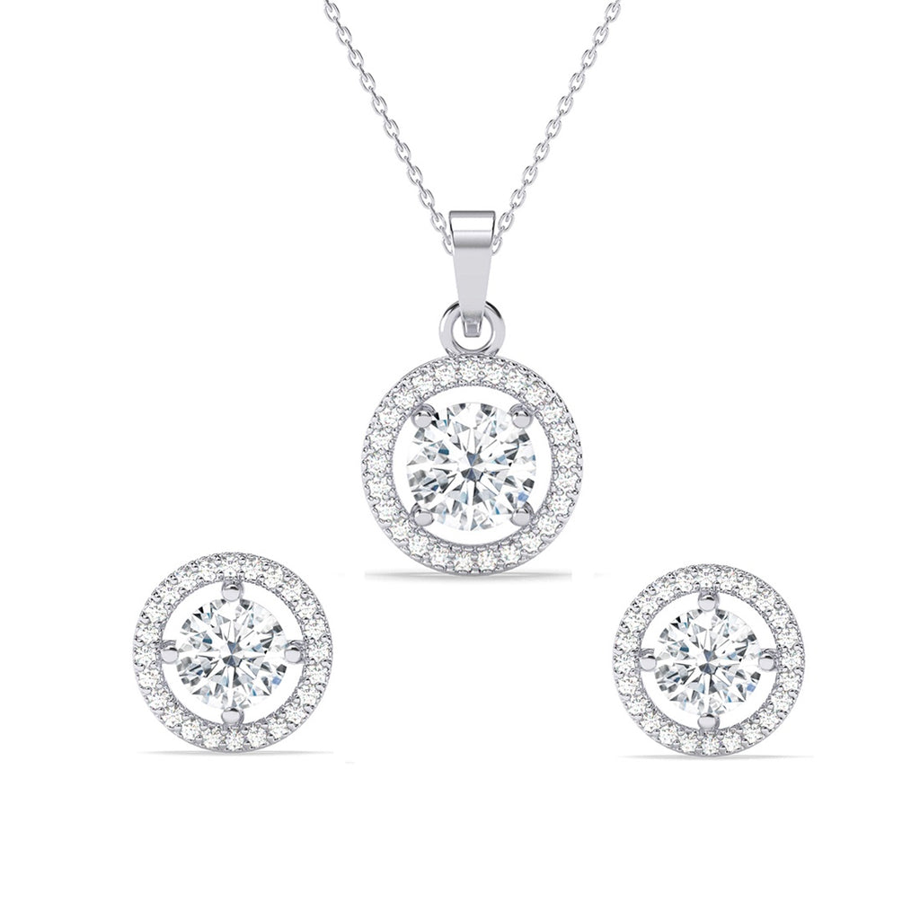 Silver Halo Round Solitaire Jewellery Set