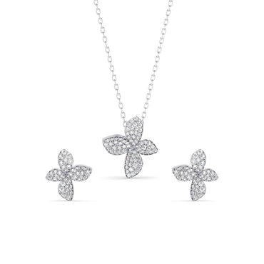Silver Floral Jewellery Set