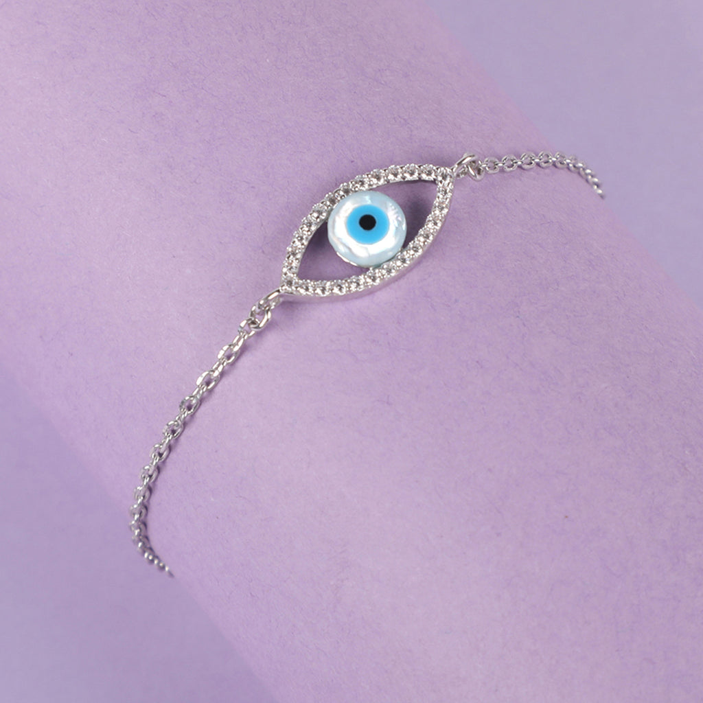 CLARA 925 Sterling Silver Evil Eye Halo Bracelet
