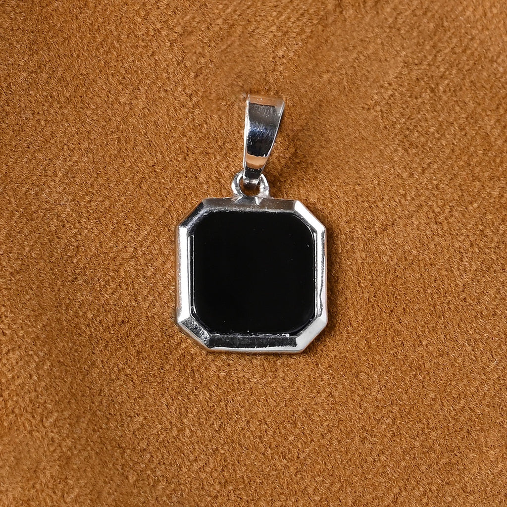 Silver Black Onyx Men Pendant Necklace with Chain or without Chain