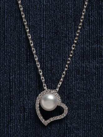 Silver Heart Shape Pearl Pendant