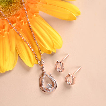 Silver Lotus Jewellery Set 