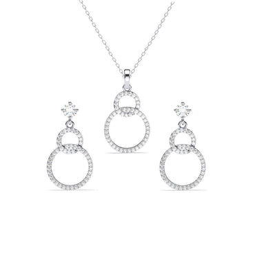 Silver Interlocked Ring Jewellery Set