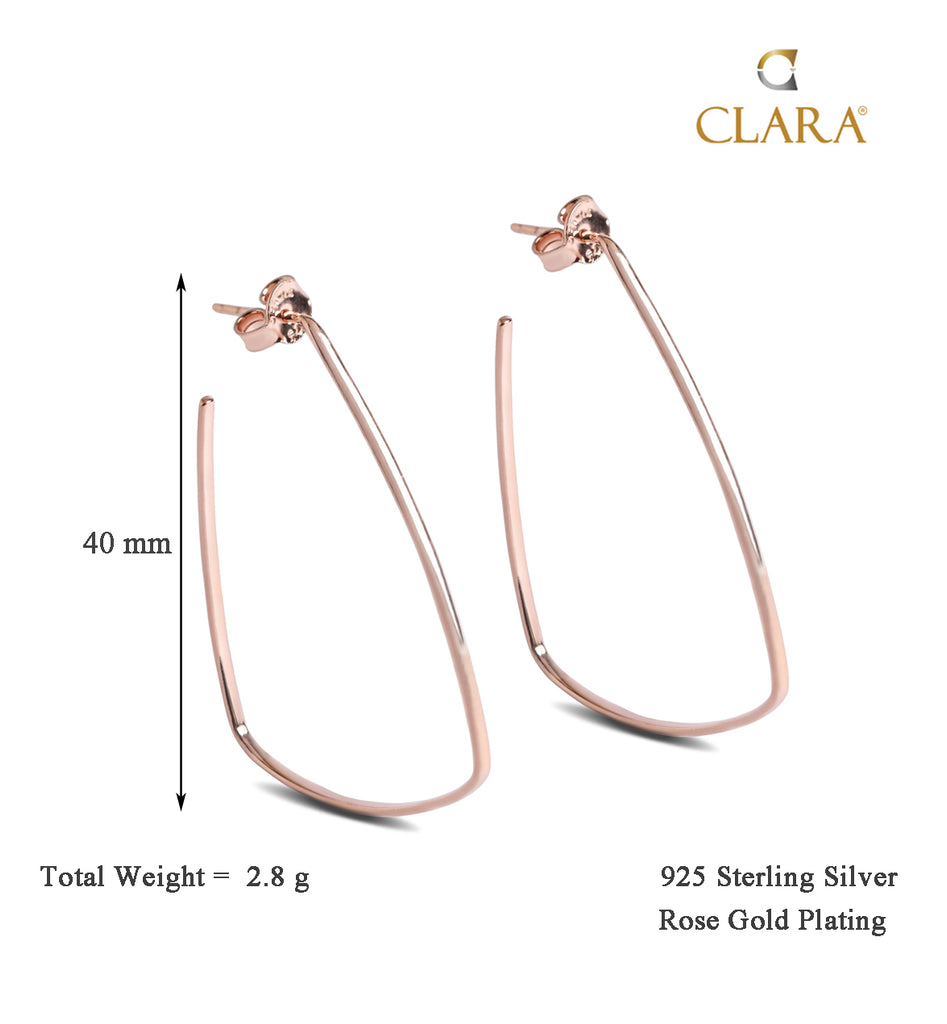 CLARA 925 Sterling Silver Olya Hoop Earring Rose Gold Plated Gift for Women & Girls