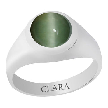 Certified Cat's Eye Lehsuniya Bold Silver Ring 6.5cts or 7.25ratti