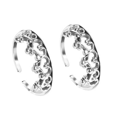 CLARA 925 Sterling Silver Crown Toe Rings Pair 