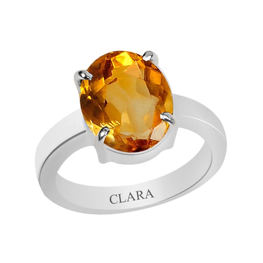 Certified Citrine Sunehla Prongs Silver Ring 7.5cts or 8.25ratti