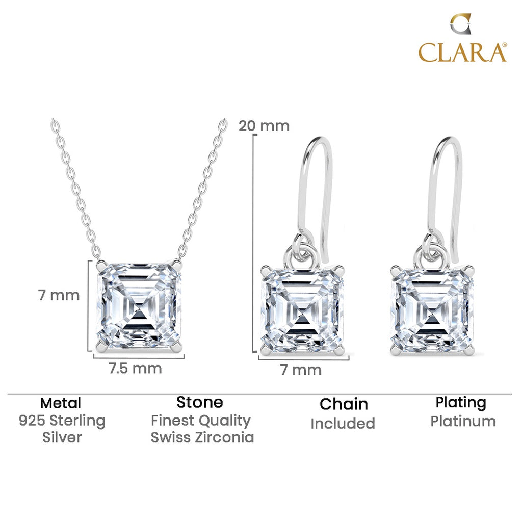 Silver Asscher Solitaire Jewellery Set