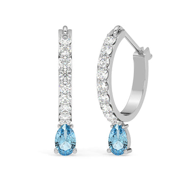 CLARA 925 Sterling Silver Sky Blue Hoop Bali Earrings 