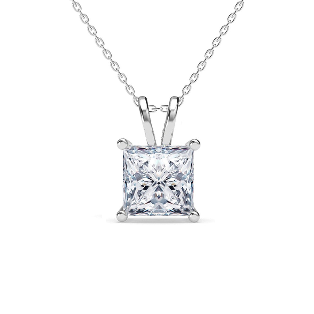 Silver Russo Square Solitaire Pendant Chain 