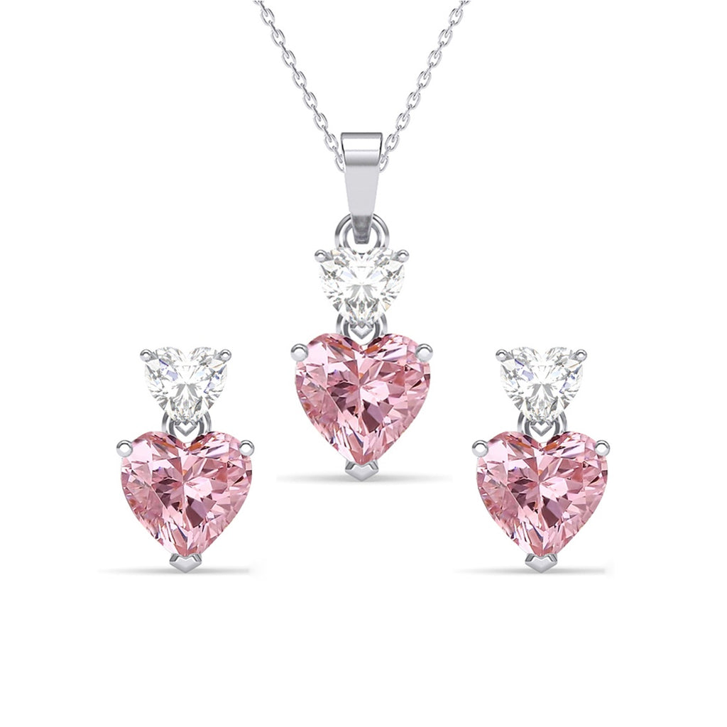 Silver Two Hearts Jewellery Set