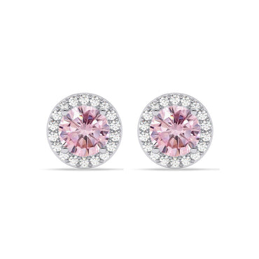 Silver Tove Pink Solitaire Stud Earrings