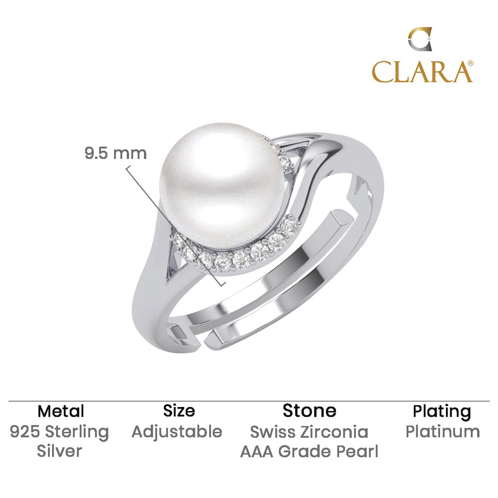 Silver Nera Real Pearl Size Adjustable Ring