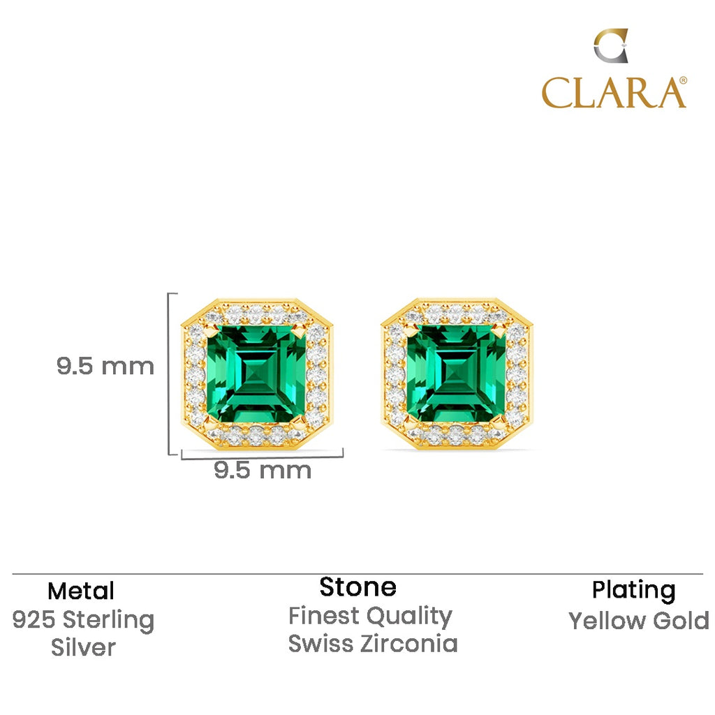 Silver Amati Green Solitaire Stud Earrings