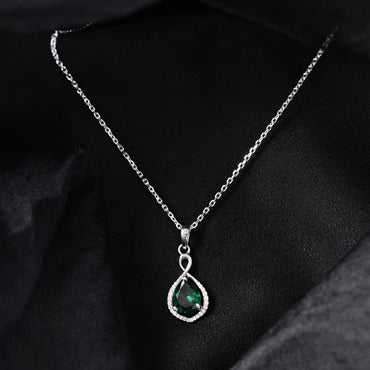 Silver Jino Green Solitaire Pendant Chain 