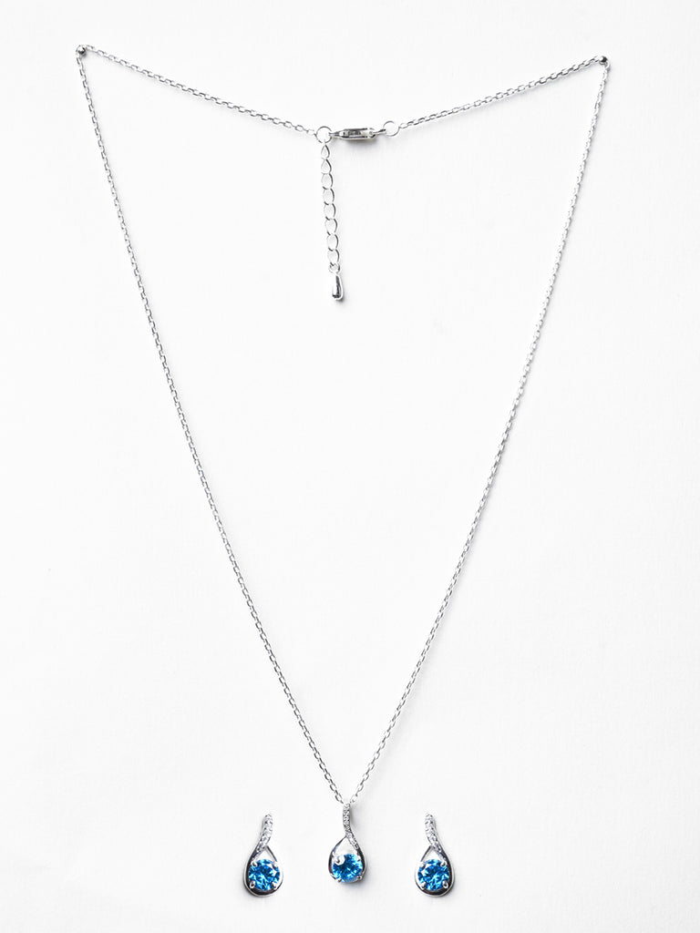 CLARA 925 Sterling Silver Isla Pendant Earring Chain Jewellery Set 