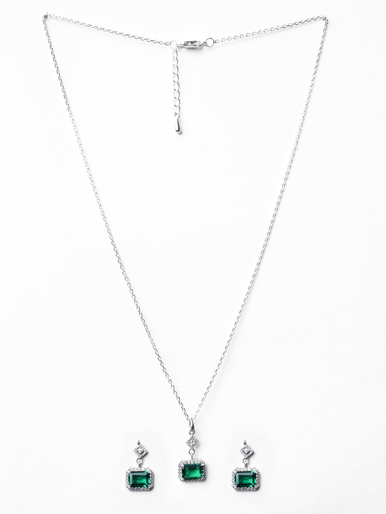 CLARA 925 Sterling Silver Bianca Pendant Earring Chain Jewellery Set 