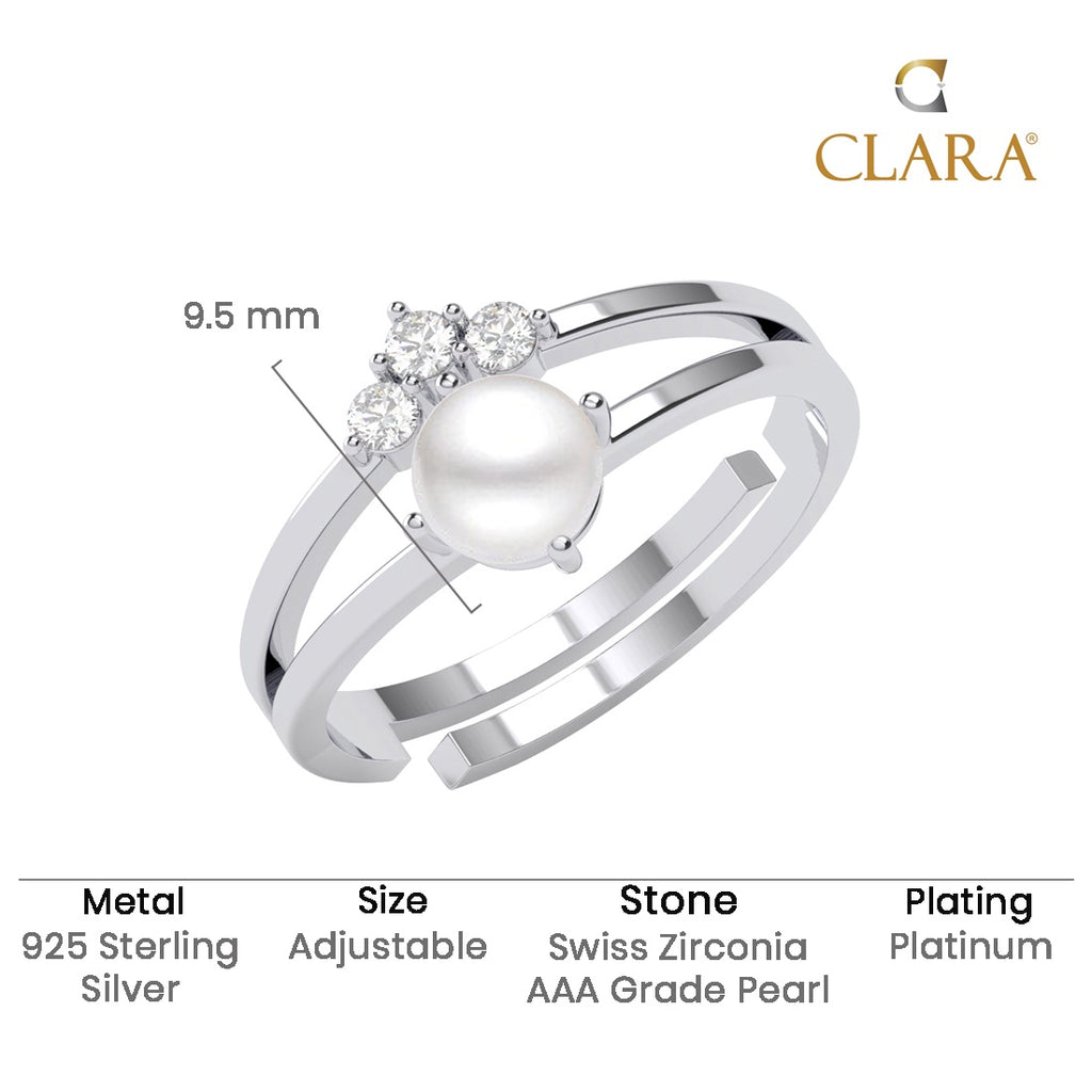 Silver Gilda Real Pearl Size Adjustable Ring