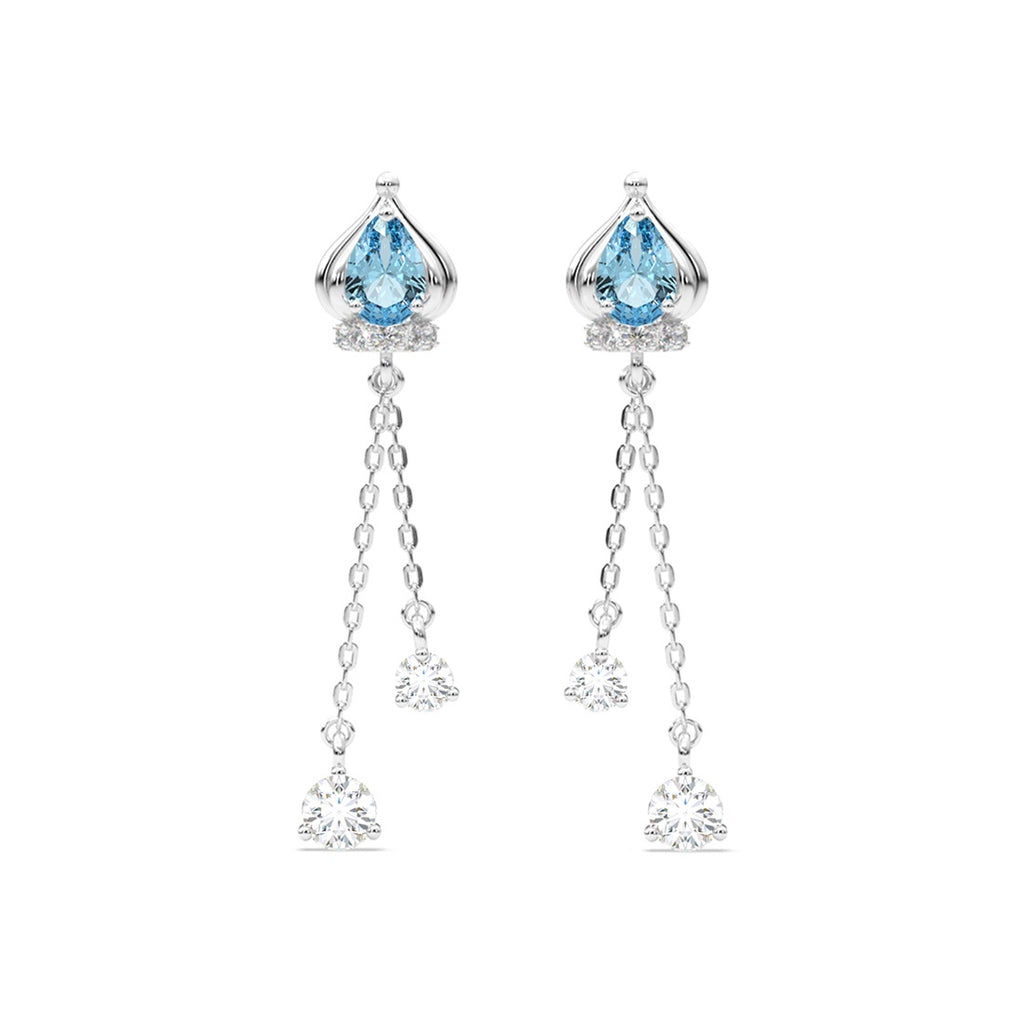 Silver Elsa Solitaire Dangler Earrings